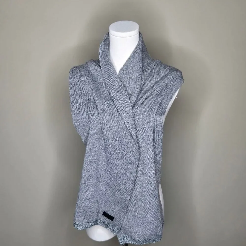 Kenneth Cole Reaction Mens Lightweight Scarf Winter Warm Grey Logo One Size